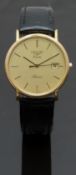 Longines Presence gold plated gentleman's wristwatch ref. 30001.11 with date aperture, black hour