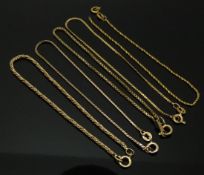 Five 9ct gold bracelets, 6.5g