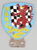 BARC British Automobile Racing Club enamel car badge, height 11.5cm