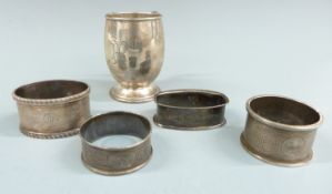 George VI hallmarked silver tankard, Birmingham 1942 maker Joseph Gloster Ltd, height 7.5cm together