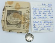 Charles I shilling oval reverse crown mint mark (Tower Mint), obverse legend CAROLNS D.G MA BR FR ET