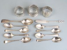 Quantity of Georgian and later hallmarked silver cutlery together with three hallmarked silver