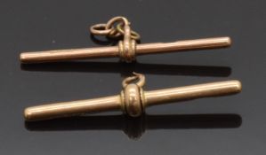 Two 9ct gold T bars, makers P&M and M&M, 4.6g