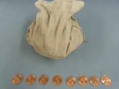 Five pounds worth of uncirculated 1967 QEII pennies, all with full lustre, in original canvas bank