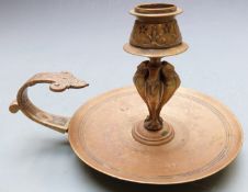 Victorian Gothic Revival brass chamber stick with figural grotesque bird support similar to Martin