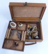 A collection of costume jewellery including silver earrings, marcasite earrings and necklace,