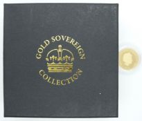 QEII 2013 60th Anniversary gold full sovereign features and Coronation portrait reverse, in deluxe