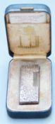 Dunhill Rollagas silver plated retro bark effect lighter, in original box with instructions