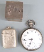 Edward VII hallmarked silver vesta, Birmingham 1907 maker William Harrison, white metal trinket