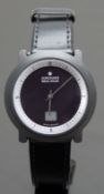 Junghans Mega Solar gentleman's wristwatch with stainless steel hands, silver inner bezel, digital