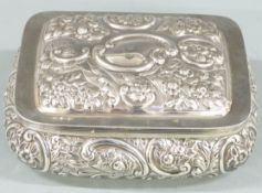 Edward VII embossed hallmarked silver dressing table box with embossed decoration, London 1902 maker
