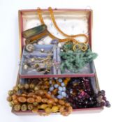 A collection of jewellery including Victorian pin, Victorian locket, guilloché enamel item, white