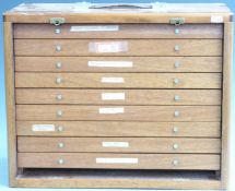 Mahogany nine drawer collector's cabinet with removable front and carry handle, W44 x D24 x H35cm.