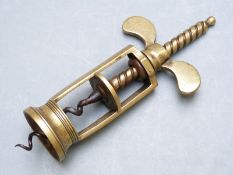 Farrow & Jackson type brass corkscrew, length 15.5cm