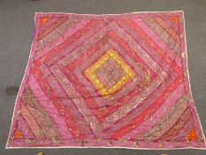 Recycled vintage sari bedspread, 220 x 260cm