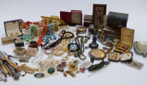 A collection of costume jewellery including silver necklace, vintage earrings including Monet, paste