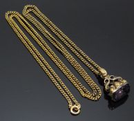 Victorian seal / fob set set with an amethyst reading 