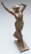 Art Deco bronze or similar figure of a female dancer wearing a skirt, height 33cm