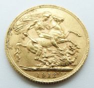 George V 1912 gold full sovereign