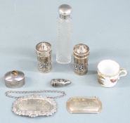 Victorian hallmarked silver lidded cut glass scent bottle, London 1900, length 10.5cm, hallmarked