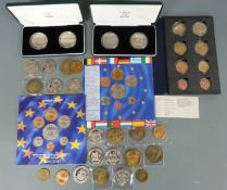 A collection of UK, Euro/ECU trial coins etc, some in cases