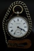 W C Bartlett of Cirencester hallmarked silver open faced pocket watch with inset subsidiary