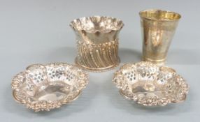 Pair of hallmarked silver pierced and embossed bon bon dishes, Victorian hallmarked silver open