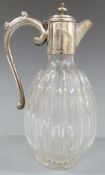 Victorian hallmarked silver mounted cut glass claret jug, London 1885, maker Army & Navy Cooperative