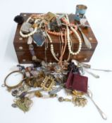 A collection of jewellery including silver brooch, agate necklace, vesta case, silver pendants,