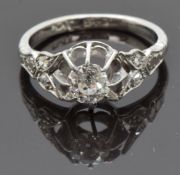 Victorian 18ct white gold and platinum ring set with an old cut diamond of approximately 0.6ct