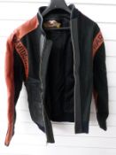 Harley Davidson branded leather and wool gentleman's jacket and short sleeved shirt, both size S,