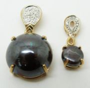 Two 9ct gold pendants set with boulder opal and diamonds, 4.8g