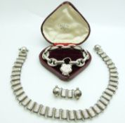 Victorian silver bracelet with engraved clasp set with plaited hair and a silver Victorian