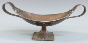 Albert Edward Jones Arts and Crafts hallmarked silver twin handled pedestal bowl with hammered and