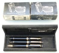 Set of three Montblanc Meisterstuck pens comprising fountain pen with 14ct gold 4810 nib, roller