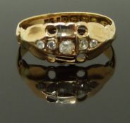 An 18ct gold ring set with diamonds, Birmingham 1913, size M, 1.89g