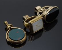 Three Victorian fobs set with hardstone