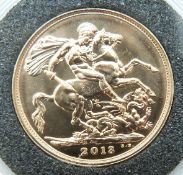 QEII 2013 fourth head gold full sovereign, with technical detail leaflet