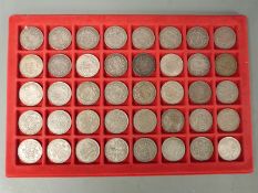 A collection of forty UK half crowns comprising fifteen pre 1920 and twenty five pre 1947 examples