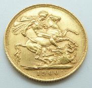 Queen Victoria 1900 veiled head gold full sovereign