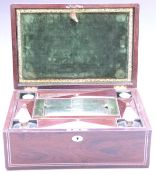 19thC rosewood travelling dressing table box with lift out tray and fitted interior including Mappin