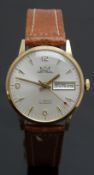 Smiths Astral 9ct gold gentleman's automatic wristwatch with day and date aperture, gold hour and