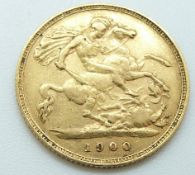 Queen Victoria 1900 veiled head gold half sovereign