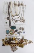 A collection of jewellery including silver ring, silver necklace, silver horse pendant, filigree