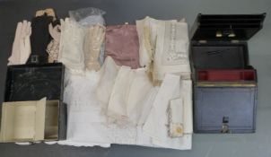 A collection of Edwardian and later gloves including kid leather, suede evening gloves, white