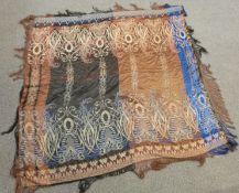 Victorian / Edwardian woven silk shawl with Art Nouveau / Secessionist pattern and hand woven