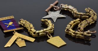 Victorian yellow metal Masonic medal engraved 