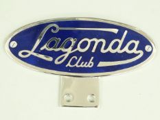 Lagonda Club enamel car badge, width 12.5cm
