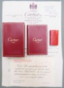 Cartier gold plated gas lighter with guarantee and paperwork, in original box