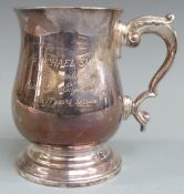 Modern hallmarked silver pint tankard of baluster form with gilt interior, Sheffield, maker